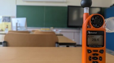Mesure de la température de l'air dans une classe lors de la vague de chaleur de juin 2026